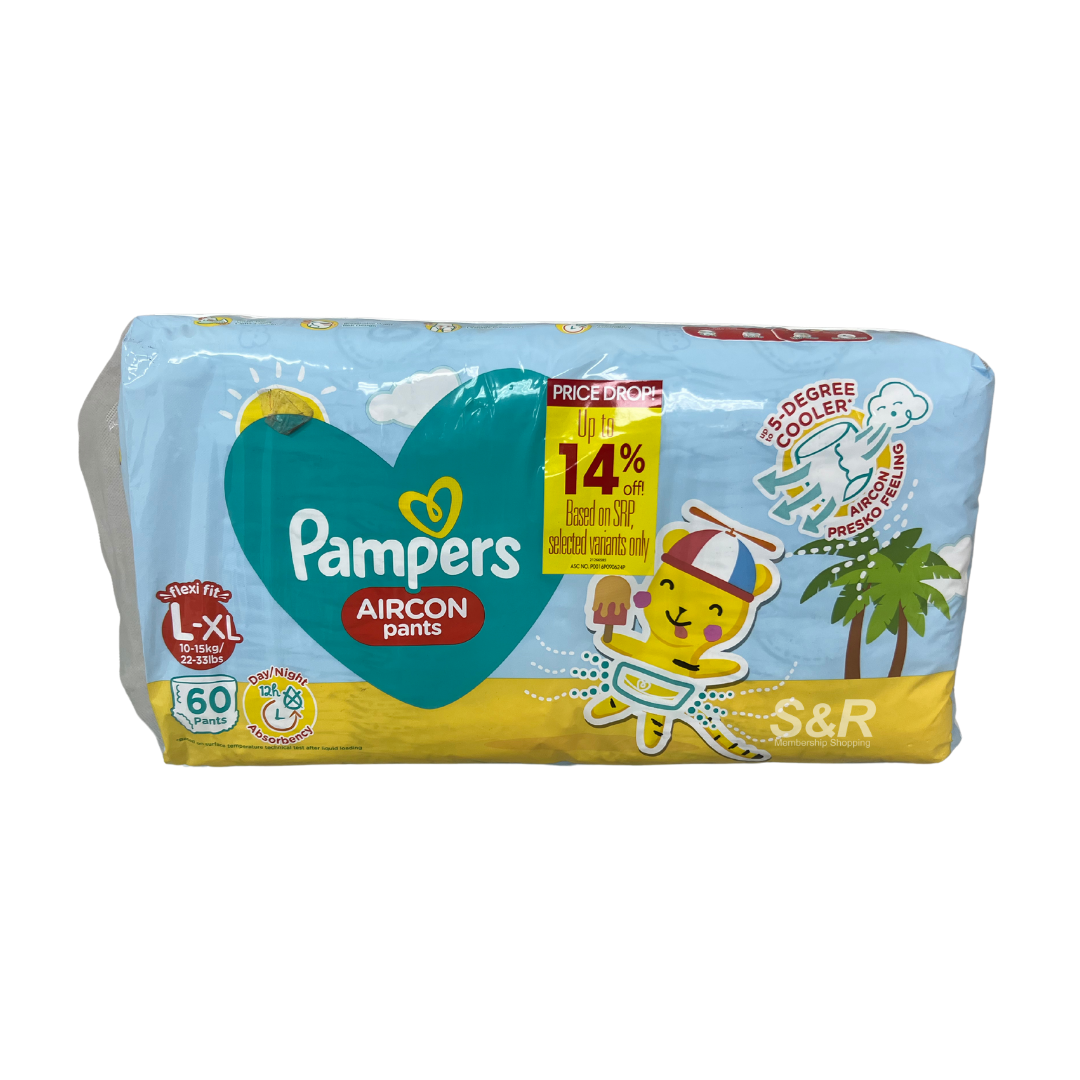 Pampers Aircon Pants Flexi Fit L to XL 60s Pampers Aircon Pants Flexi Fit L to XL 60s